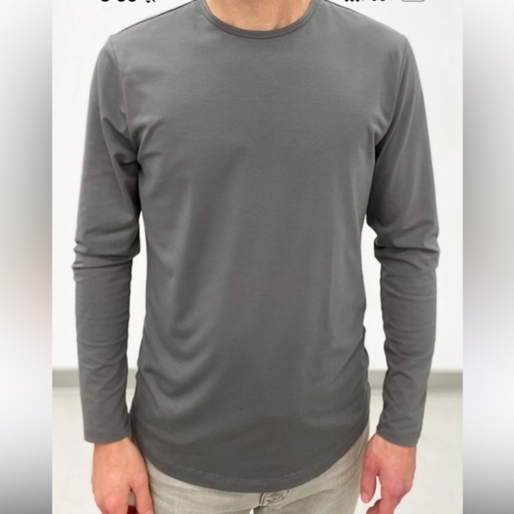 Cuts Clothing AO Long Sleeve Curve-Hem Tee Men's Gray